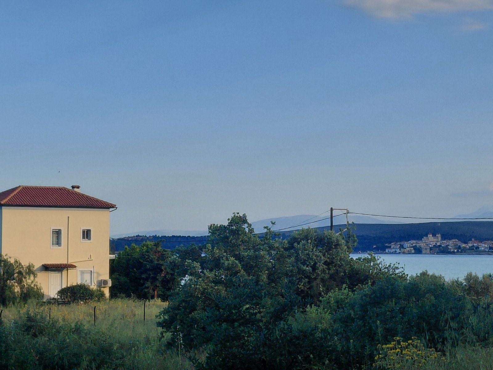 View from the plot across the bay to the town of Galaxidi