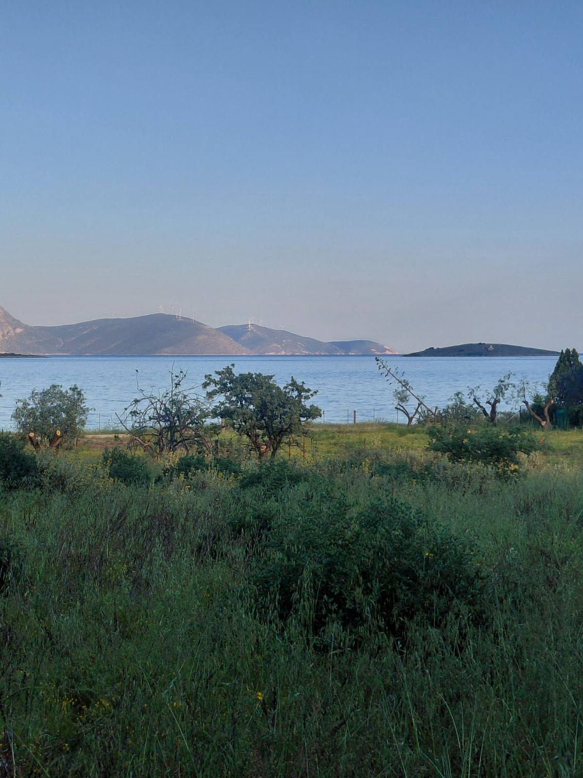 Panoramic Gulf of Corinth view with islets and mountains